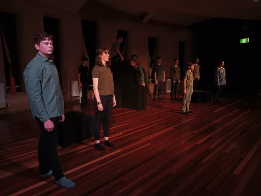 Secondary students perform an earth-centred physical drama, telling stories of nature through music and choral artistic expression.