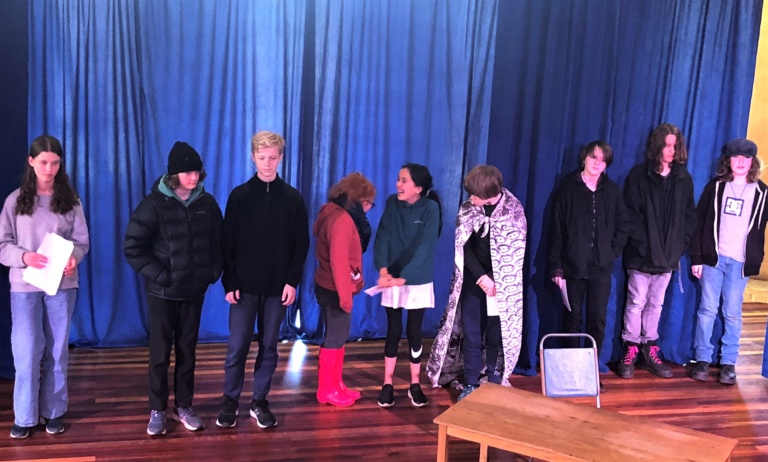 Kindlehill students cultivate connection and courage through a collaborative script-in-hand drama performance, honouring their creative journeys.