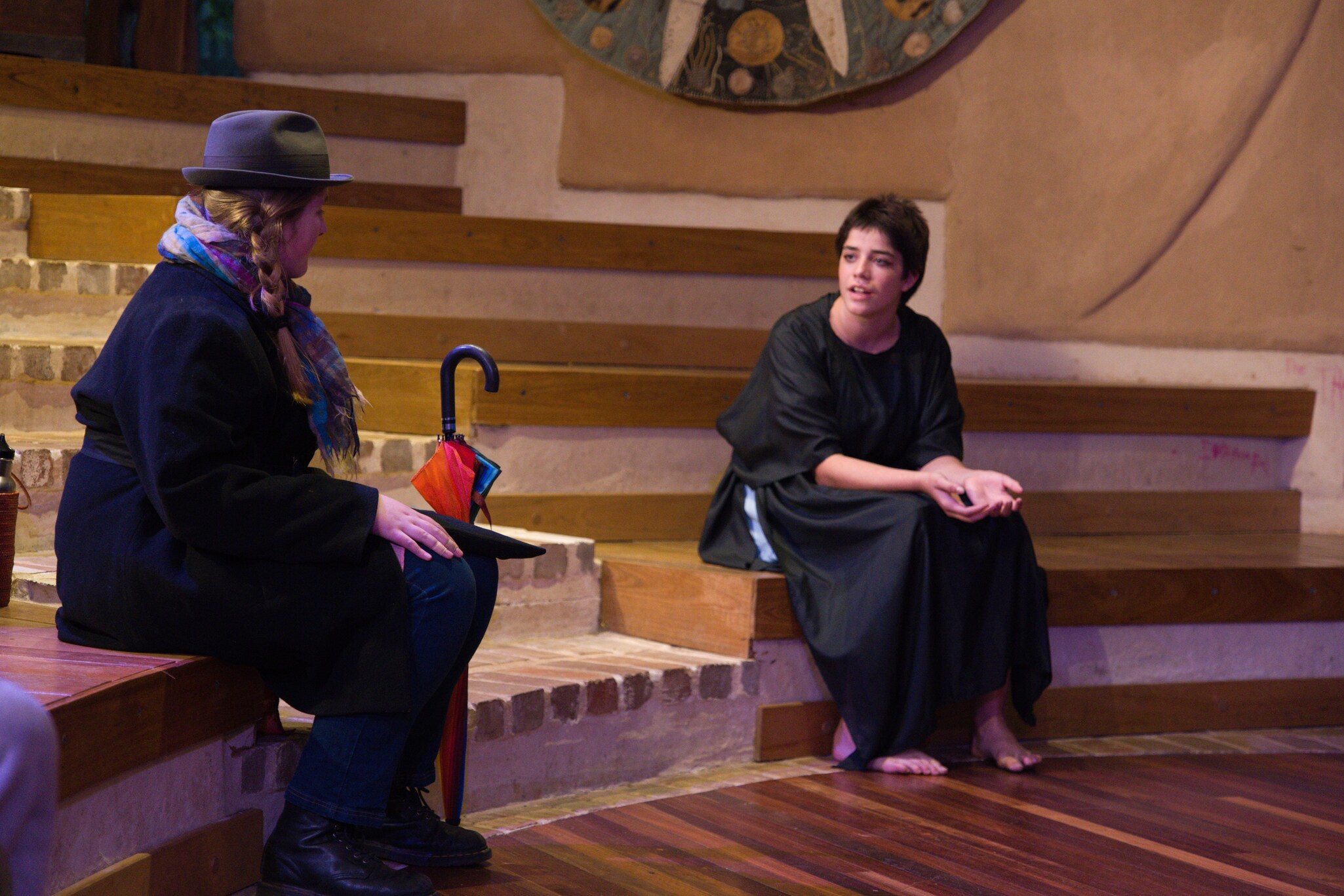 Kindlehill students perform a heart-centred play, cultivating courage and imagination through expressive character dialogue on stage.