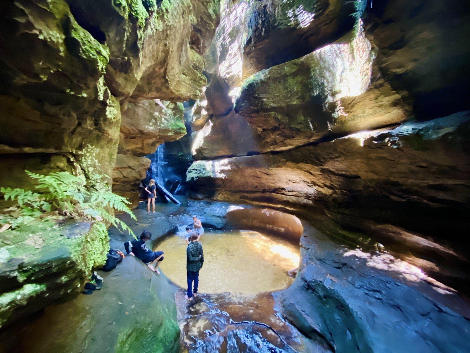 Students foster connection to place and each other while exploring a wild canyon pool in the Blue Mountains.