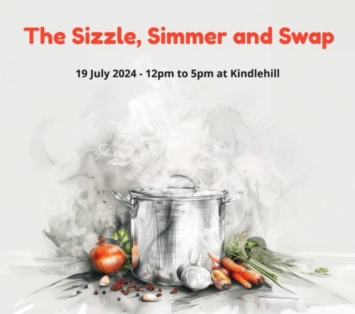 Fresh ingredients and a steaming pot represent the Kindlehill village gathering to cook and share communal meals.