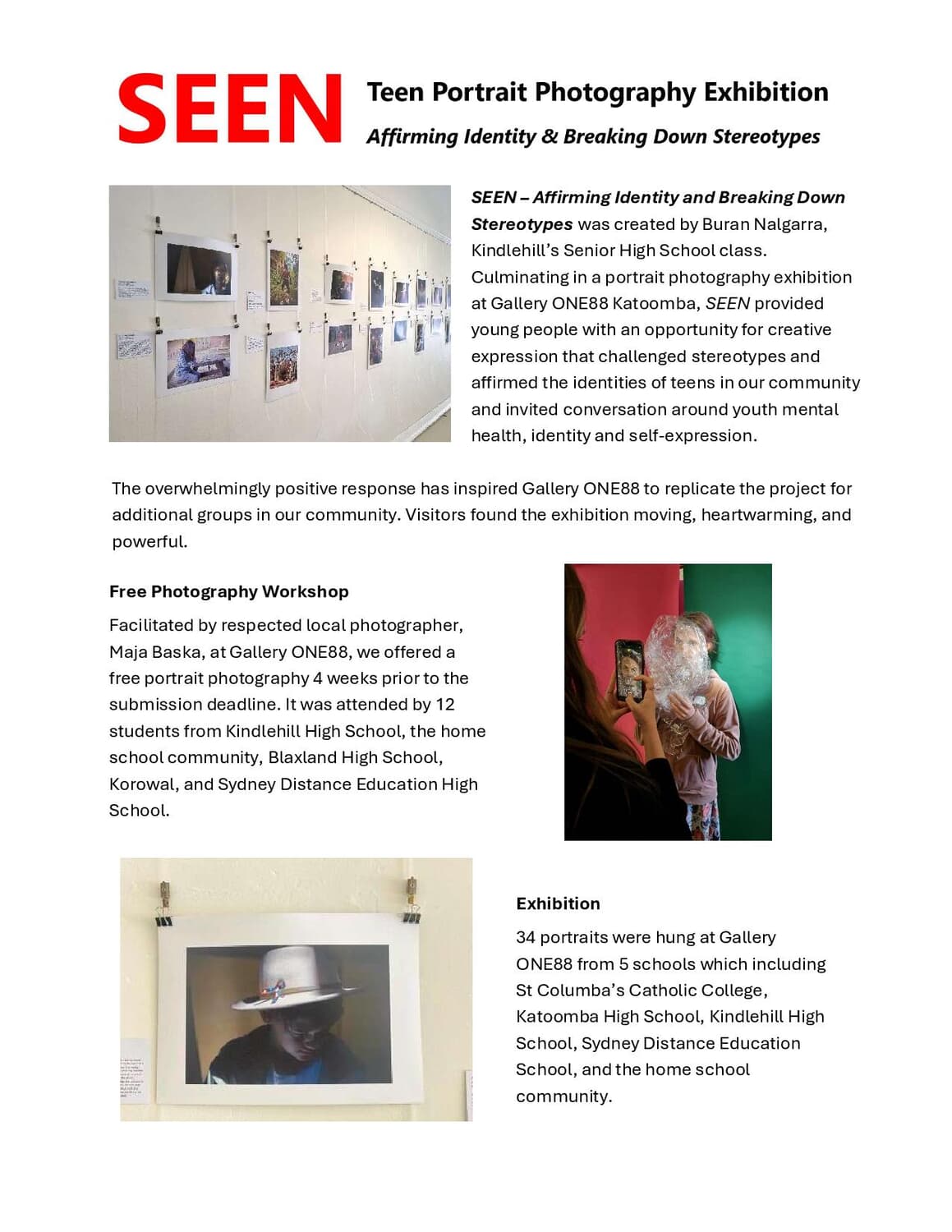 Kindlehill students affirm their identities and foster community through expressive portraiture at a local Blue Mountains exhibition.