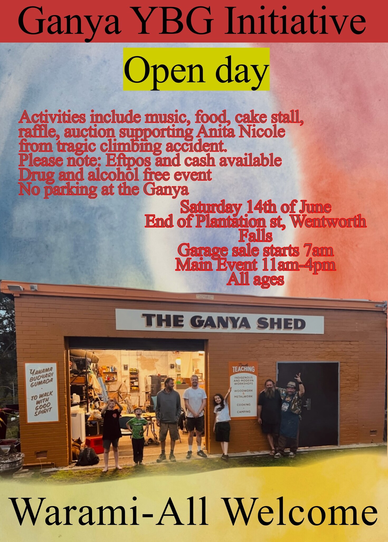 Kindlehill community members gather at The Ganya Shed, uniting for reconciliation and reciprocal support through a collaborative village event.