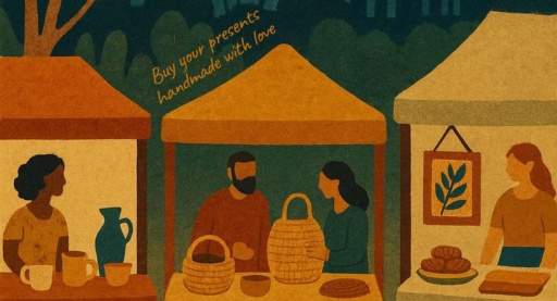 Local makers share handmade treasures at a twilight market, fostering community connection and celebrating heart-centred craftsmanship.